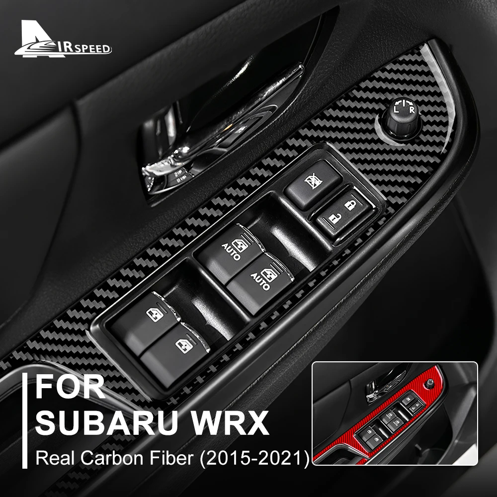 Real Soft Carbon Fiber Car Sticker For Subaru WRX 2018 2019 2020 2021 Door Window Switch Button Panel Interior Accessories