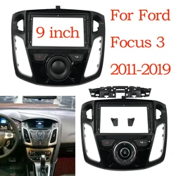 Car Radio Fascias Frame For Ford Focus MK3 2011-2019 9 inch 2DIN Stereo Panel Wiring Harness Power Cable Adapter Canbus Decoder