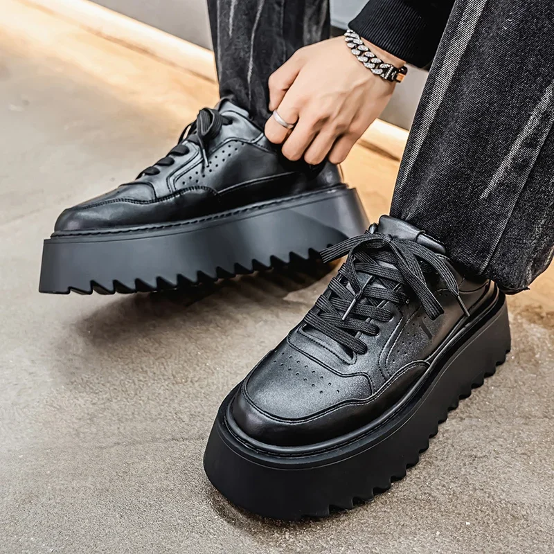 

Мужские повседневные уличные простые дизайнерские удобные кроссовки для скейтборда на шнуровке, спортивная обувь для бега, мужские кроссовки на платформе 6 см, 44