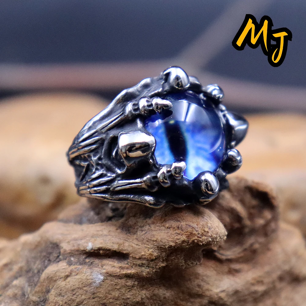 

Punk Hip Hop Dragon Claw Evil Eye Rings For Mens Women Creative Design Rider Eyeball Skull Claw Stainless Steel Ring Jewelry