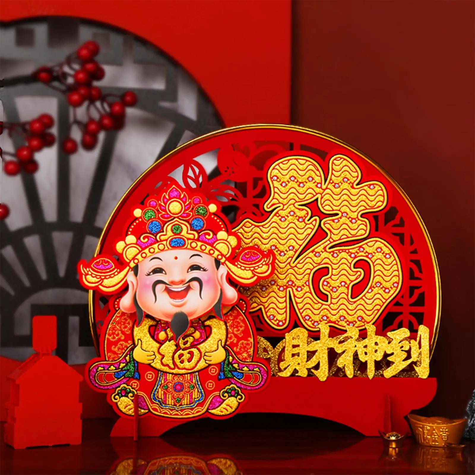 Chinese New Year Table decoration Battery Powered Shaking Head God of Wealth Statue Lucky Feng Shui Ornament for Home Decors