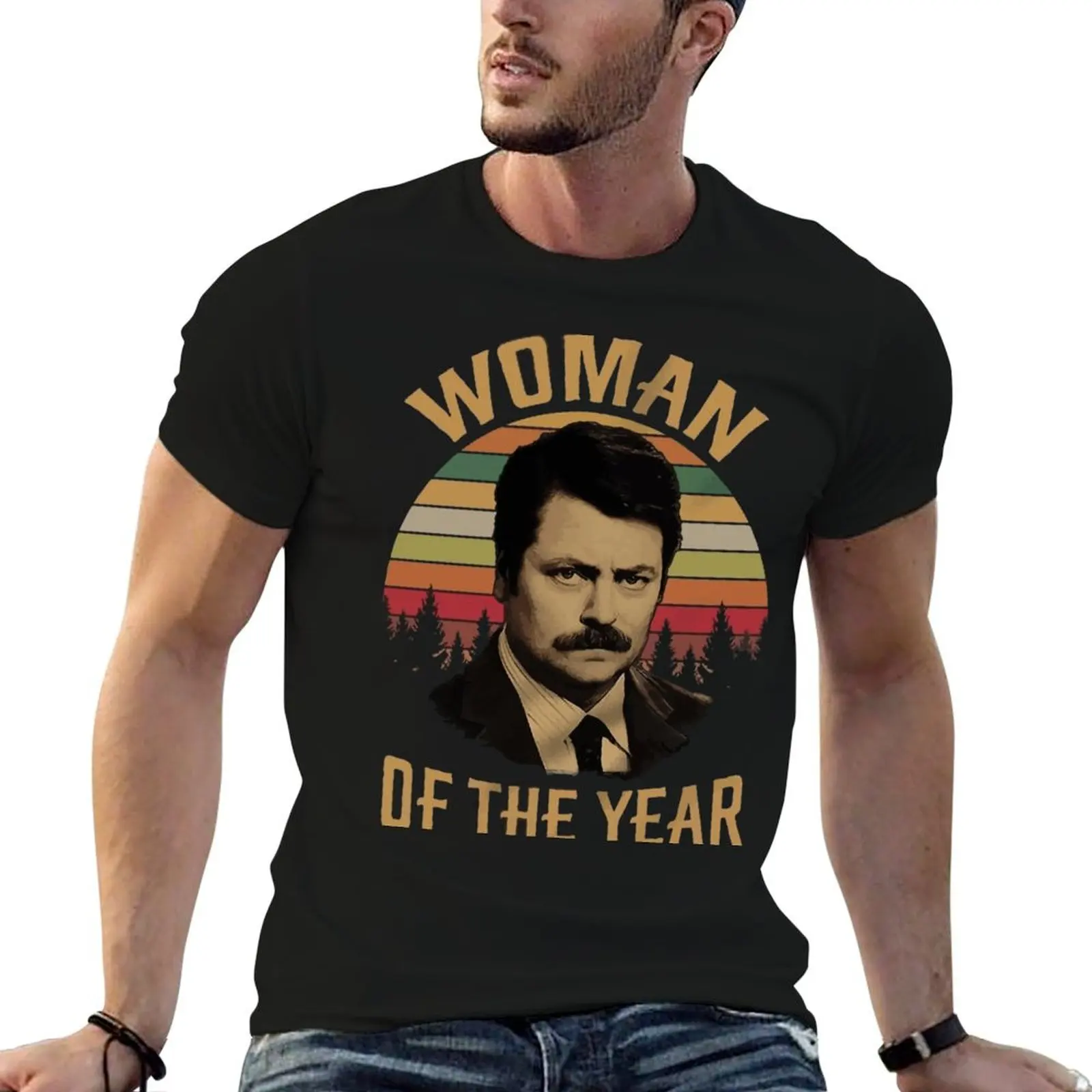 Woman of The Year Vintage Retro Ron Swanson Parks and Recreation T-Shirt