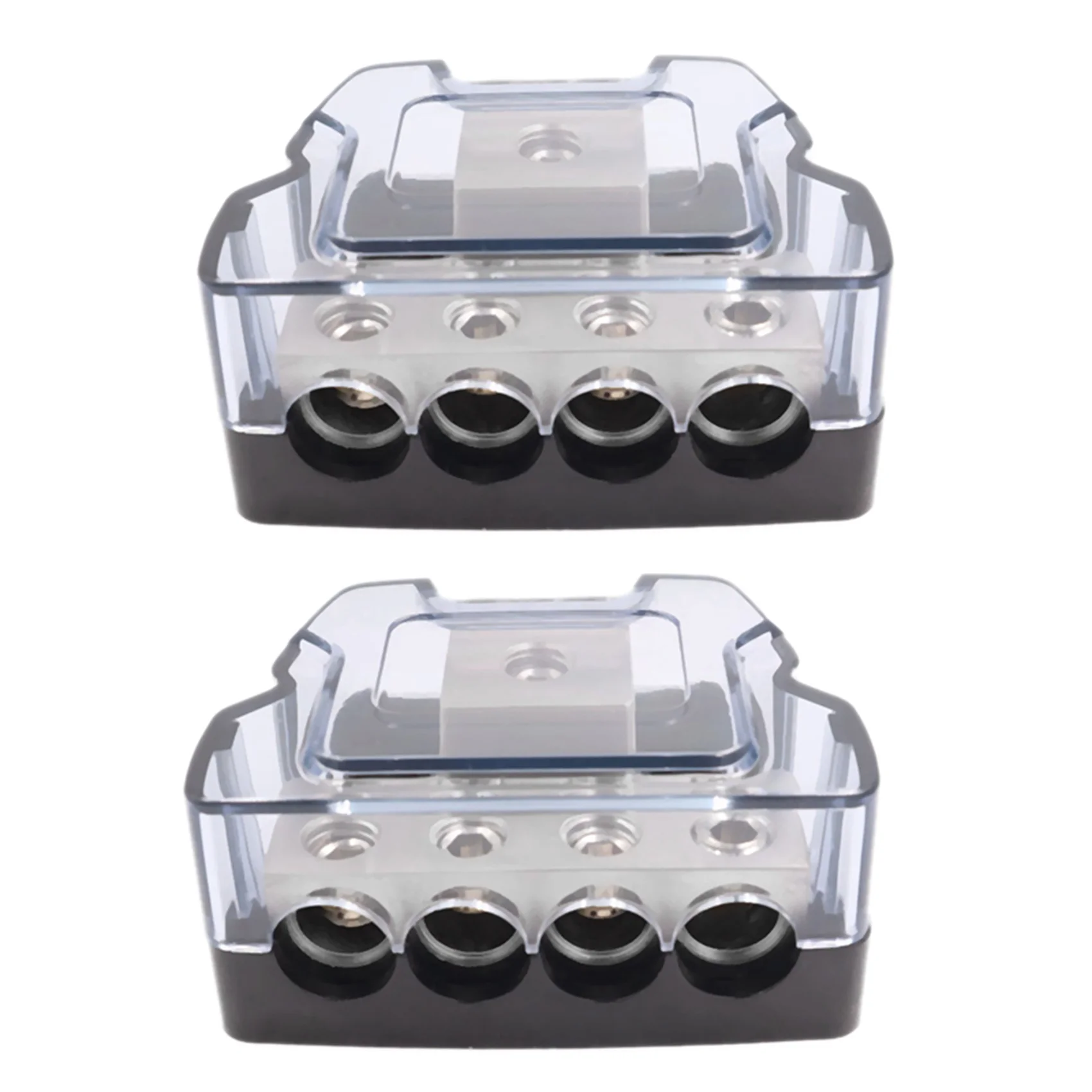 

A95E-2X 4 Way Power Distribution Block 1 X 0/2/4 Gauge In /4 X 4/8 Gauge Out Ground Distributor Block For Car Audio Amplifier