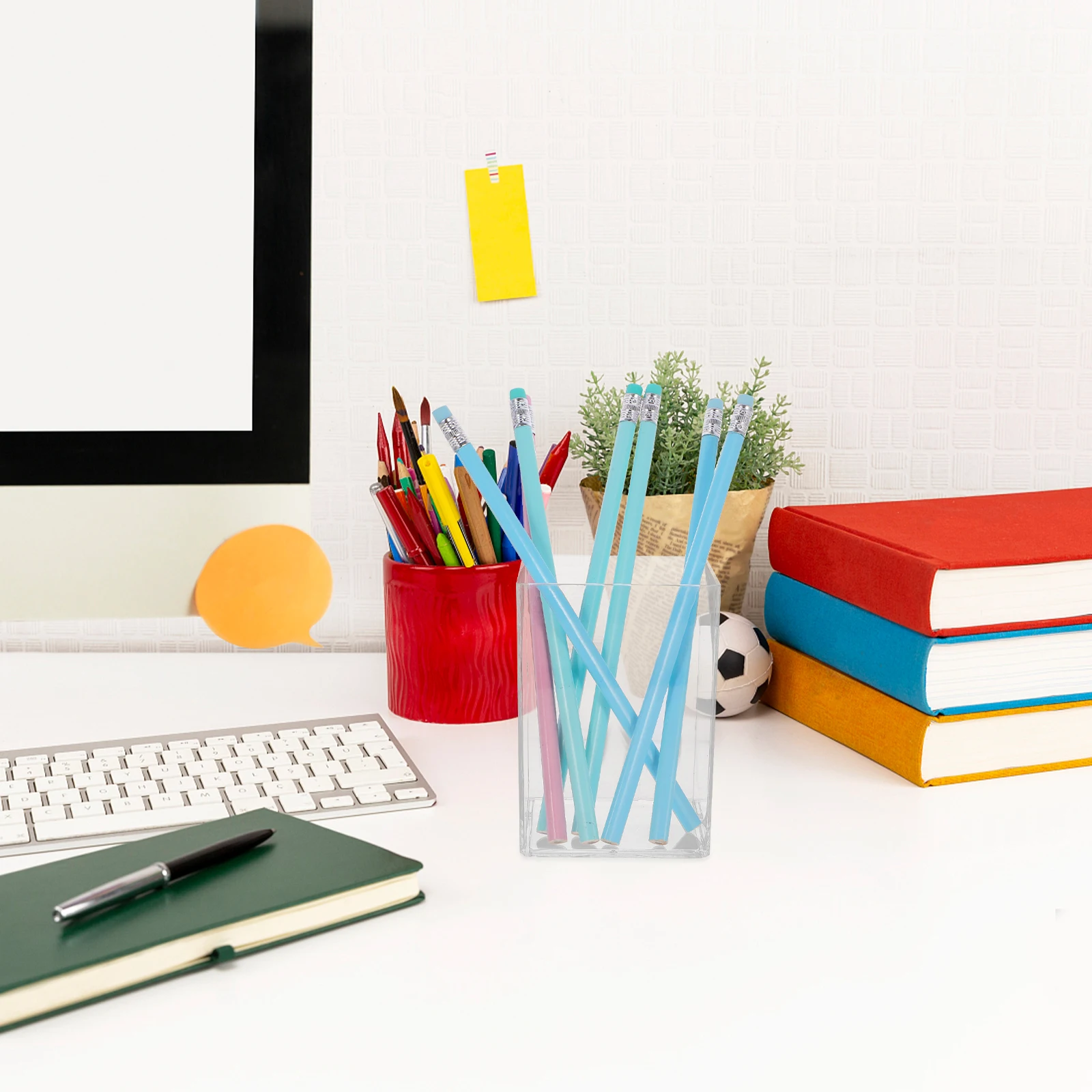 

2Pcs Acrylic Makeup Brush Organizer Rotatable Pen Holder Clear Brush Holder Stationery Makeup Organizer