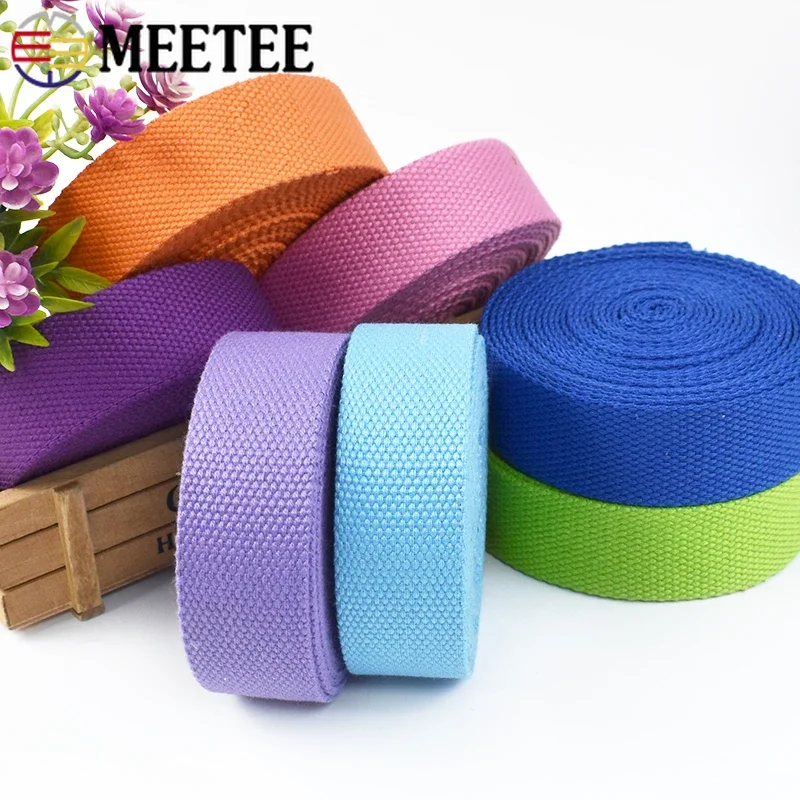 45Meters 20-38mm 2mm Canvas Webbing Tapes for Strap Backpack Seat Belt Ribbon Dog Collar Bands Sewing DIY Bias Binding Accessory