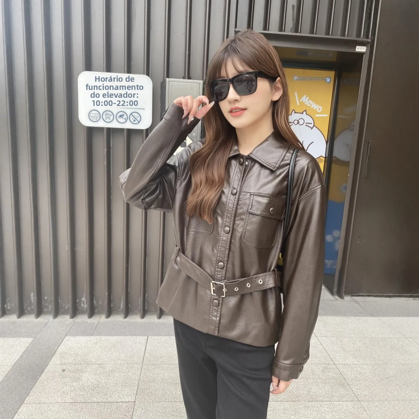 cool-brown-leather-jaet-women's-2025-new-sle-ular-motorcycle-jaet-waist-cinched-faionable-and-sli