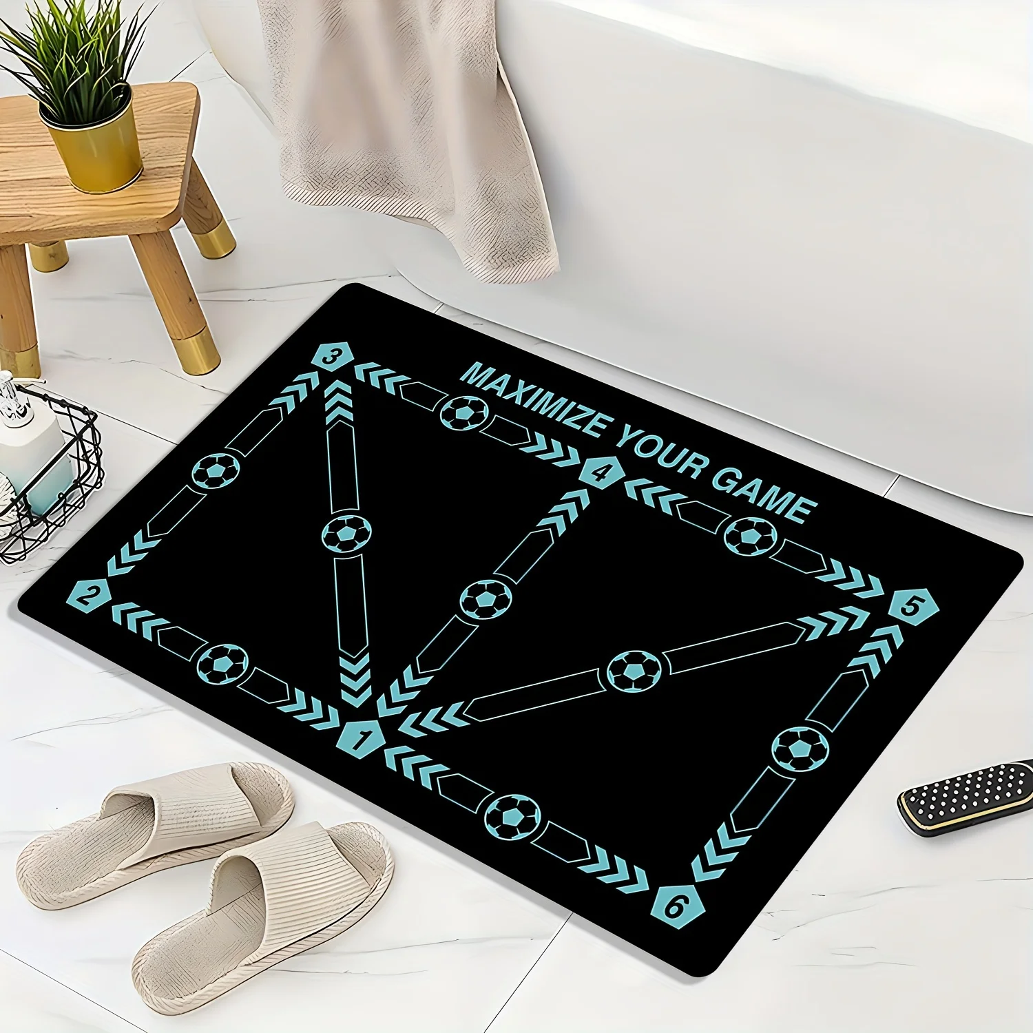 Soccer Agility Training Mat Carpet, Non-Slip Soundproof Polyester Flannel Machine Washable for Living Room Bedroom Office Decor