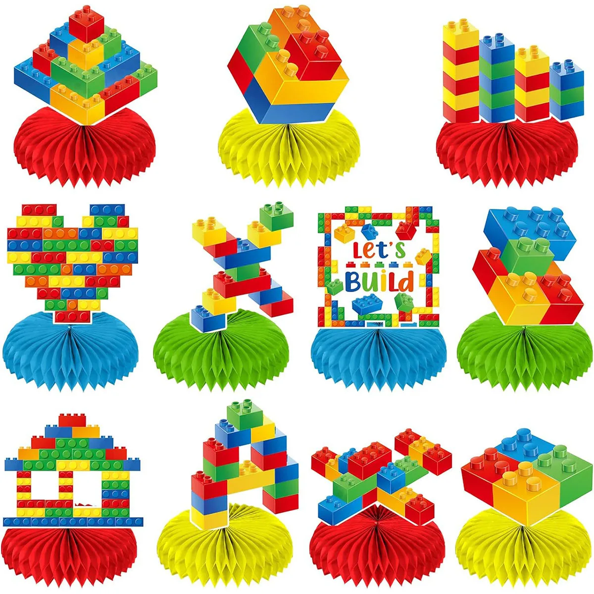 Fashion Creative Legoing Building Block Honeycomb Desktop Decor Kids Baby Shower Birthday Party Table Toppers Decor Supplie