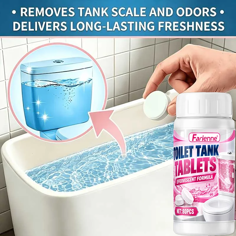 Farienne Toilet Tank Cleaning Tablets Auto Cleaner Automatic Flush Magic Bubble Bath Bombs Sanitizer Maintenance For Home 80Pcs