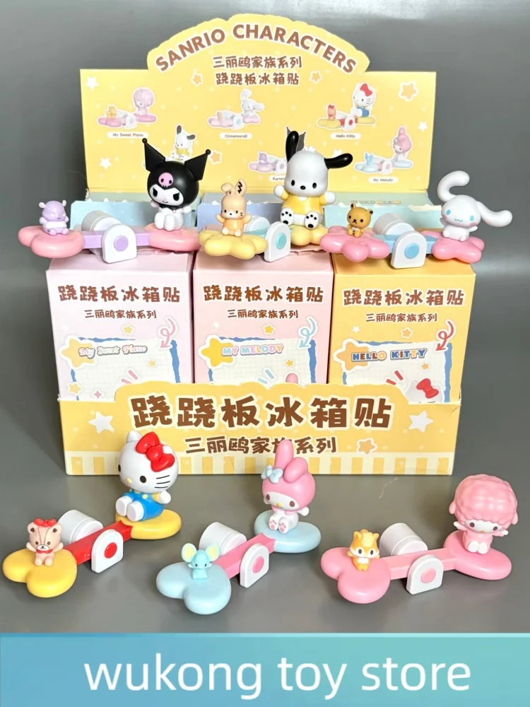 

Оригинальный магнит на холодильник серии Sanrio See-Saw, новая милая модная слепая коробка, коллекционная Kuromi Cinnamoroll My Melody Pochacco, подарок