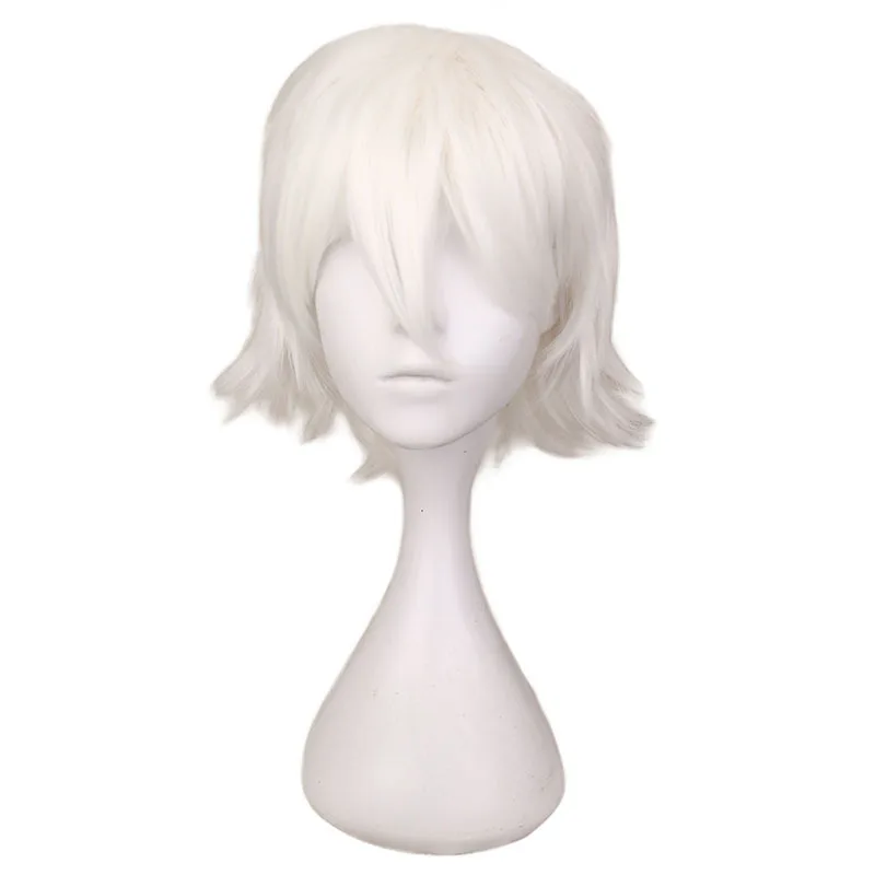 Death Note Nate River Synthetic Hair Cosplay Headwear Short Silver White Wig