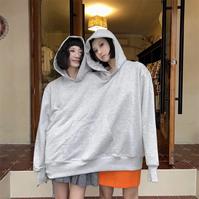 Mens Womens Two Person Ugly Hoodie Intimate  Loose Solid Sweatshirt One-Piece Couples Pullover Holiday Party Jumpers Tops