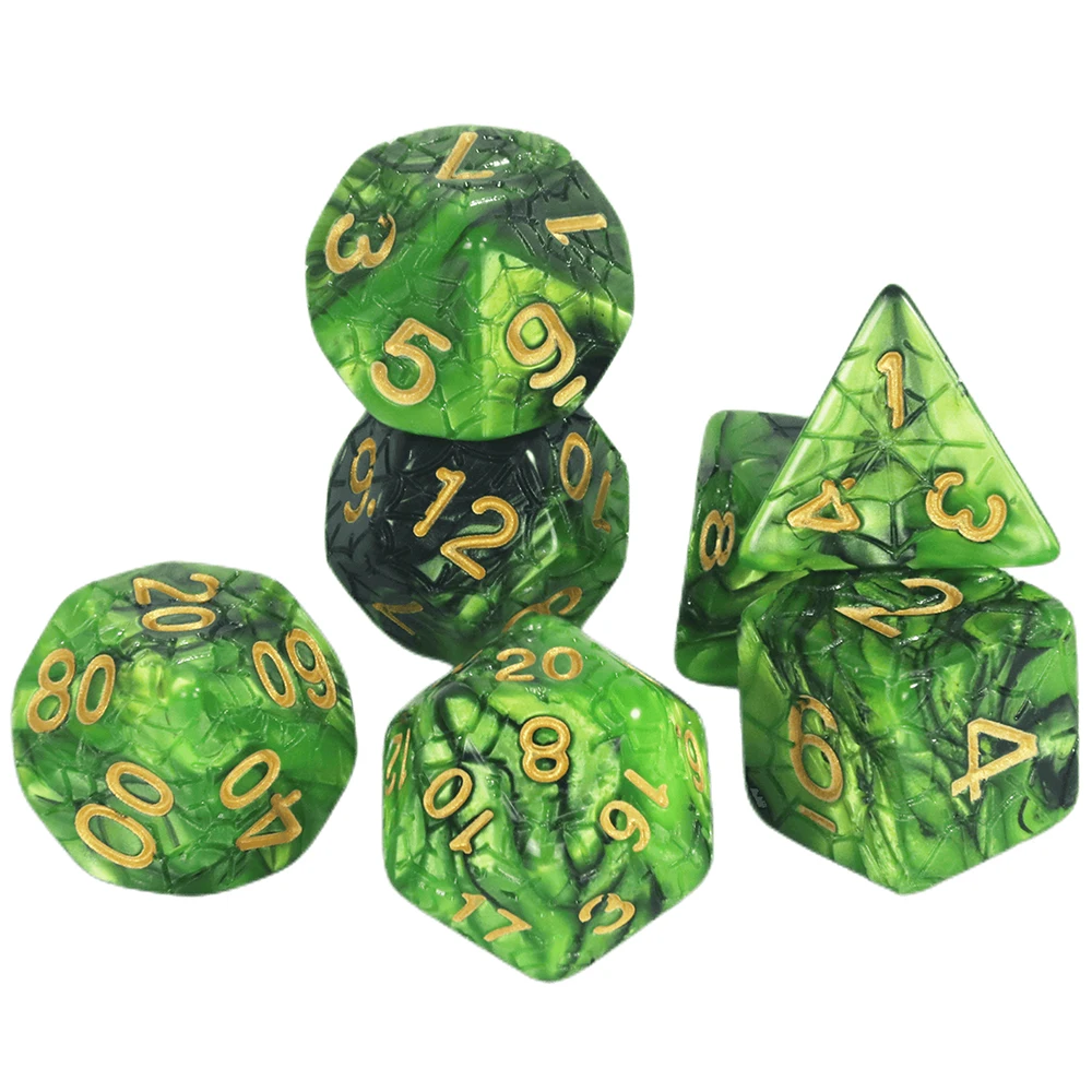 Polyhedral DND Dice Set Mixing Color Effect with Spider Web Game Dice for Board Game Role Playing Games