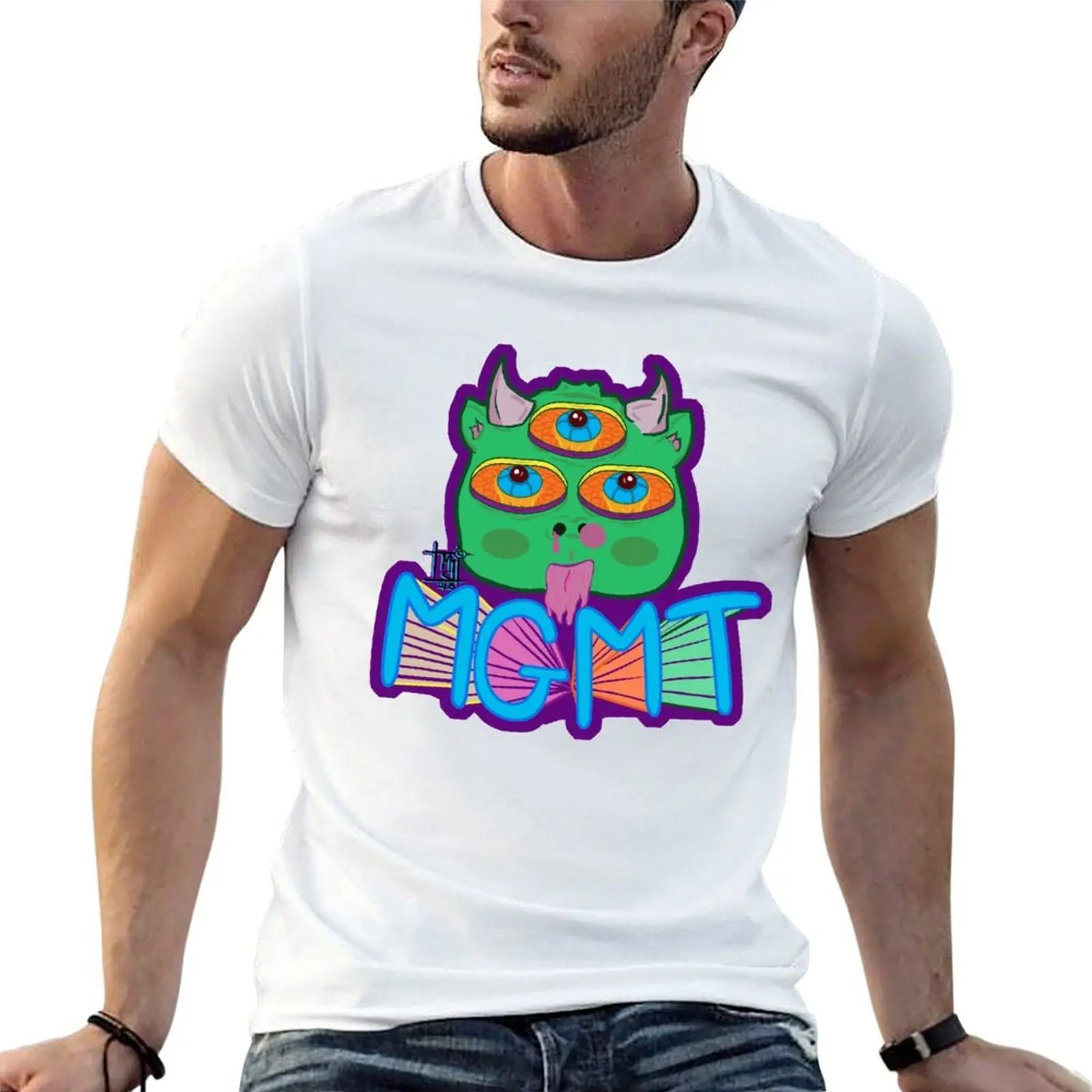 

Футболка MGMT, мужские футболки с принтом, мужские футболки с рисунком, мужская упаковка, белая футболка