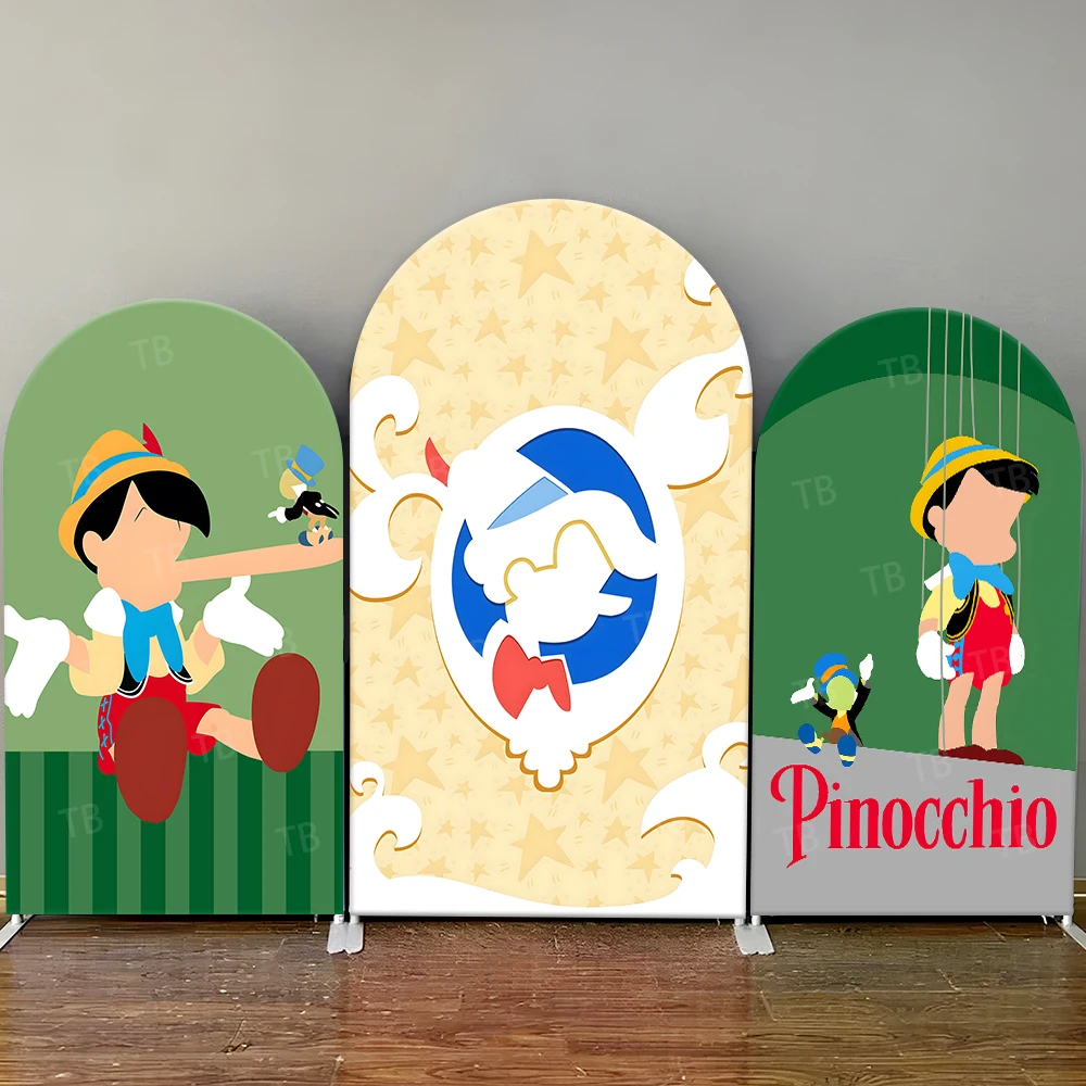 

Pinocchio Arch Backdrop Cover Disney Cartoon Character Styles, Playful Photo Booth Props for Parties & Home Decoration
