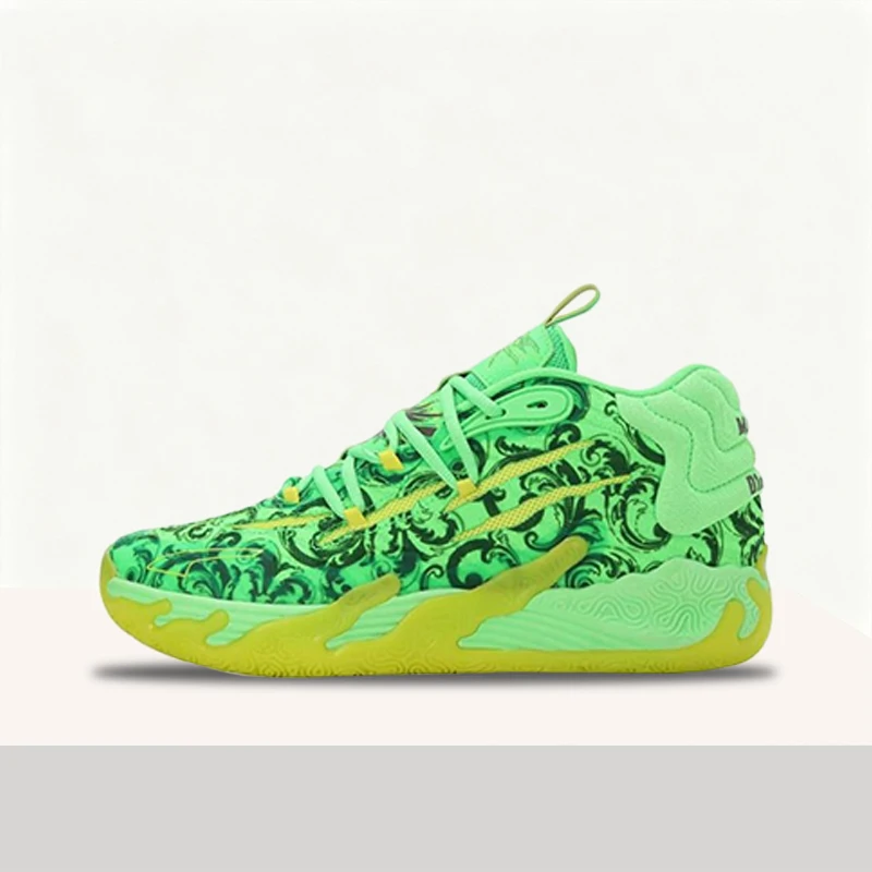 

Puma MB.03: Stylish, High-Quality Round-Toe Lace-Up Durable Low-Top Basketball Shoes for Men and Women – Green 379233-01