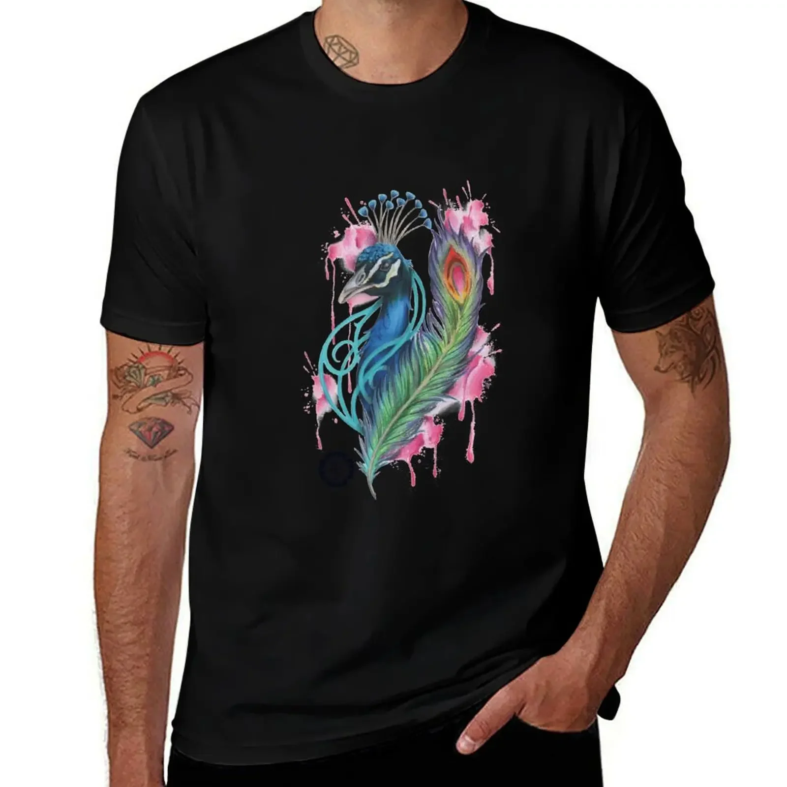 Pencil peacock T-Shirt cute tops custom shirt sweat baggy shirts mens graphic t-shirts