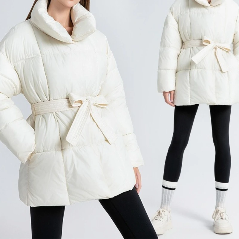 Short Cotton-padded Jacket Coat 2025 Winter Loose Casual Warm Collar Belt Women's Cotton Jacket