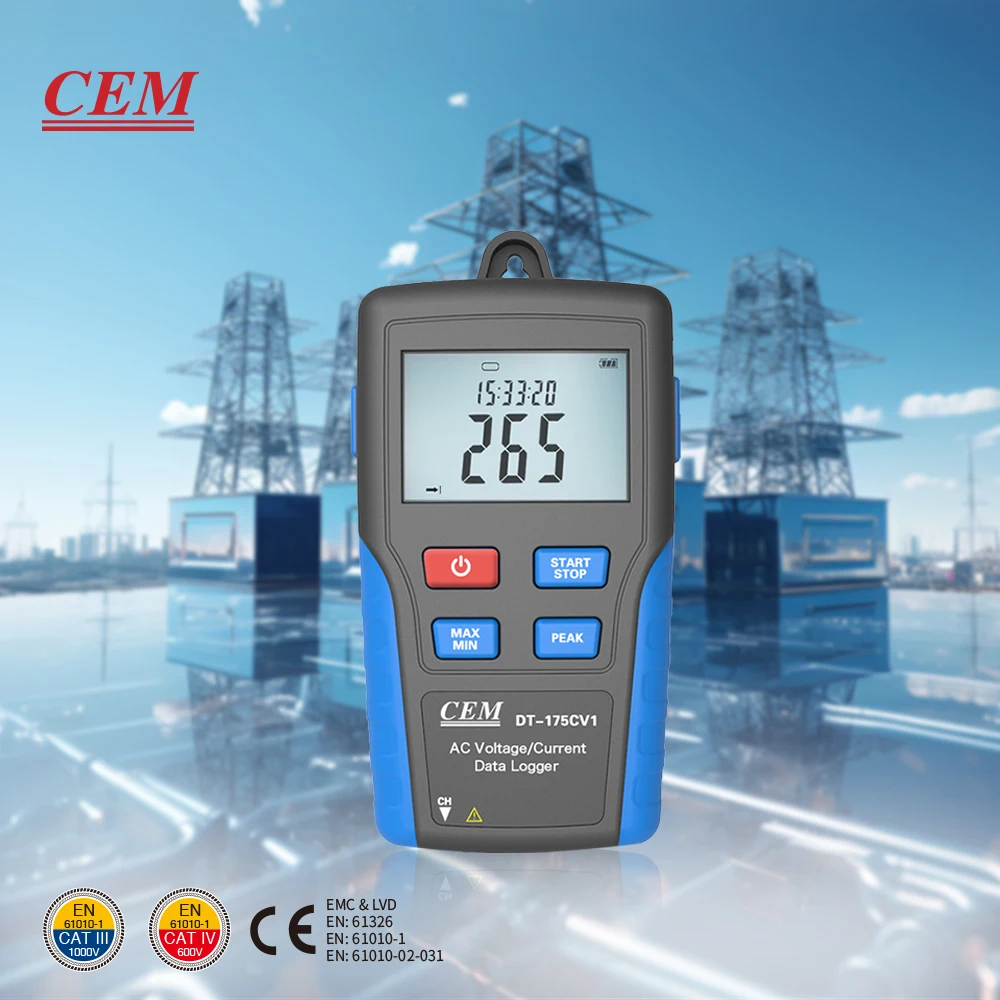 

CEM Single Channel True RMS AC Voltage Current Data Logger 600V 200A USB Memory 100K Data Memory