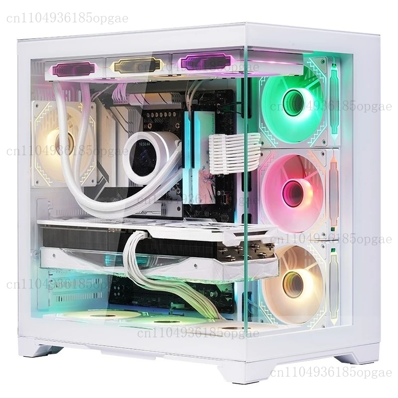 PLUS white panoramic sea view room chassis tempered glass side panel screw-free/360 water cooling