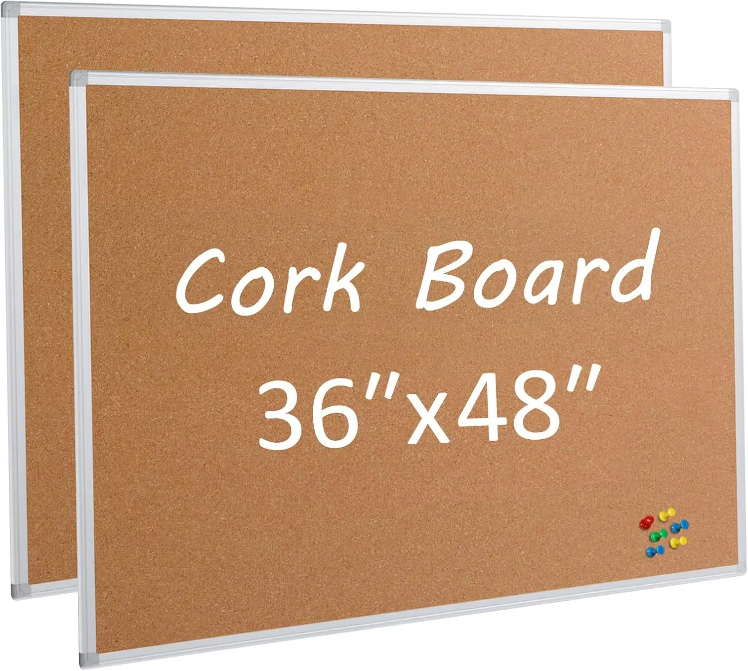 Alumínio Emoldurado Corkboard para Parede Cortiça, Escritório Board, Grande Wall Mounte, Prata, 36x48, 4x3, 2 Pack