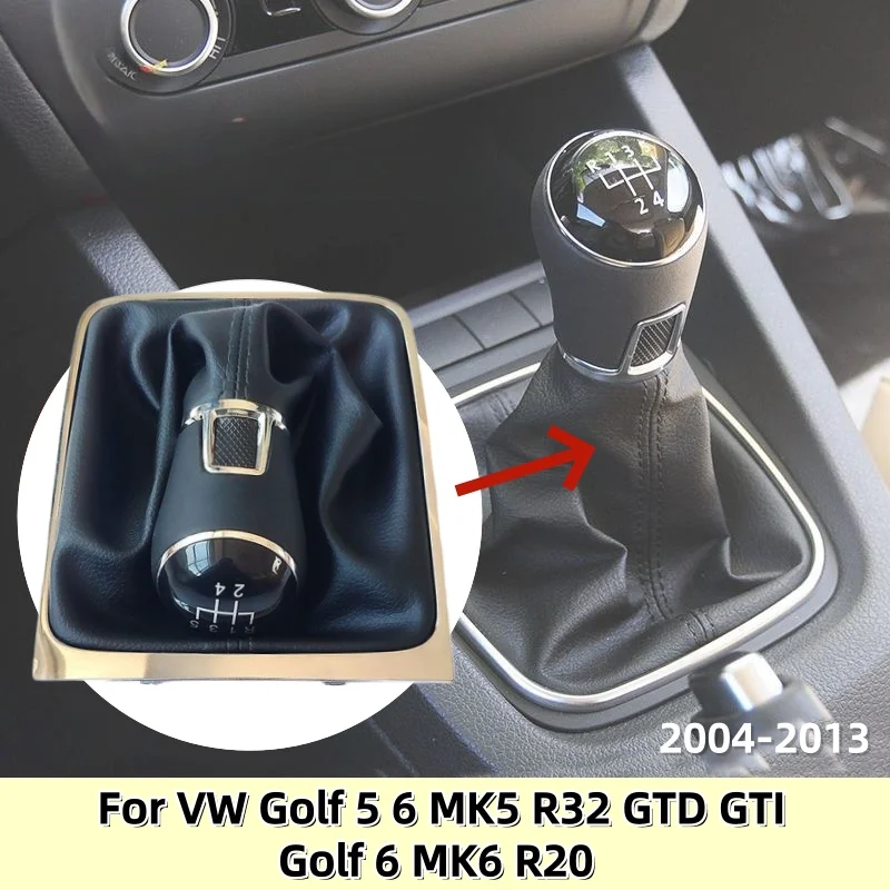 

Car Gear Shift Knob for VW Golf 5 6 MK5 R32 GTD GTI Golf 6 MK6 R20 2004-2013 Leather Gaiter Lever Stick Accessories
