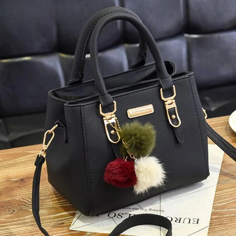 

Yogodlns women beading pendant handbag ladies embossed shoulder bag ladies Messenger bag hairball bags high quality bag