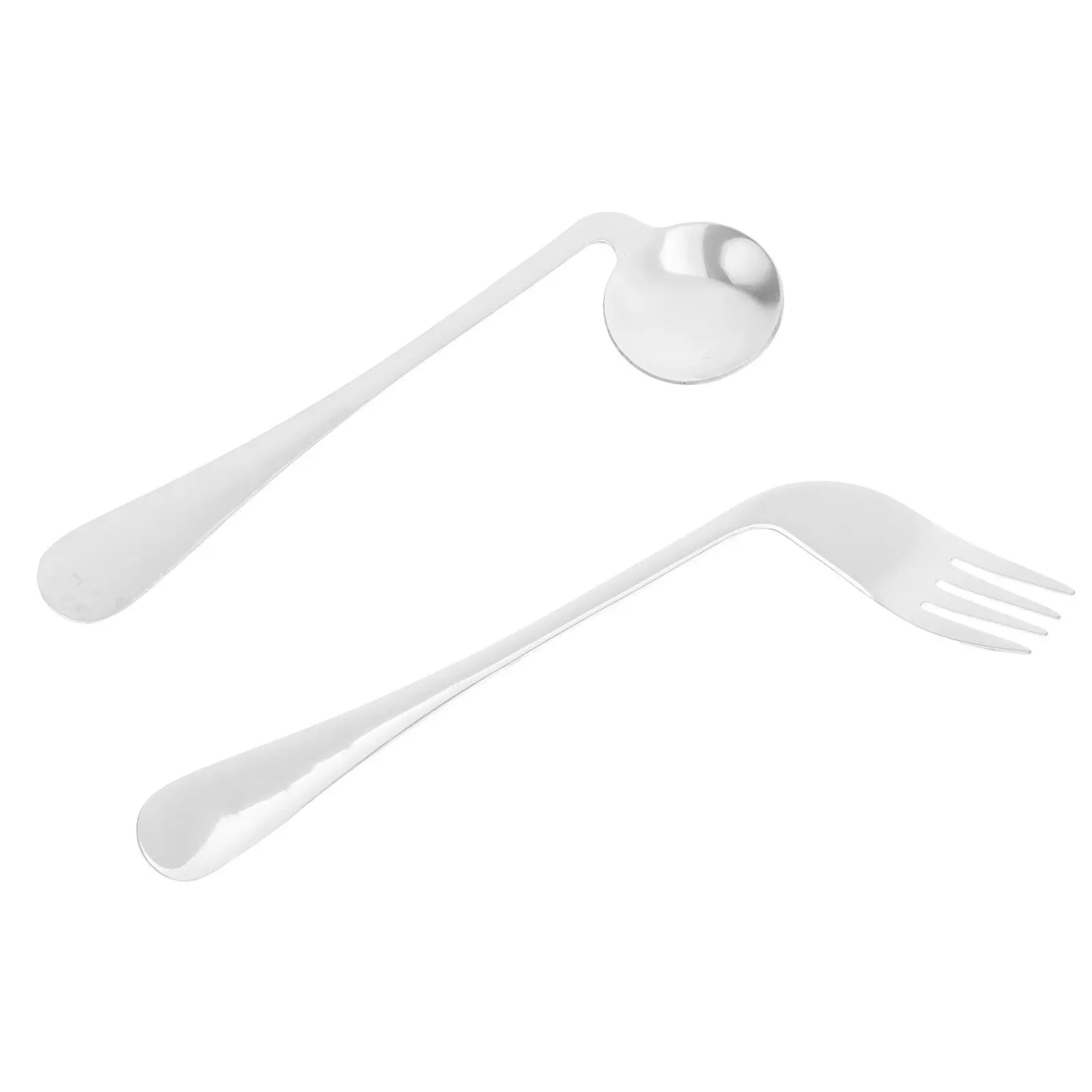

1Set Angled Stainless Steel Fork Spoon Set Ergonomic Feeding Utensils for Elderly Arthritis Disabled Lightweight Anti-Shake