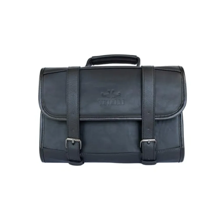 

Vetelli Leater Toiletry ag for Men - Water Resistant 2 Zippered Internal Pockets 2 Snap-Fastened Internal Pockets and anging oo