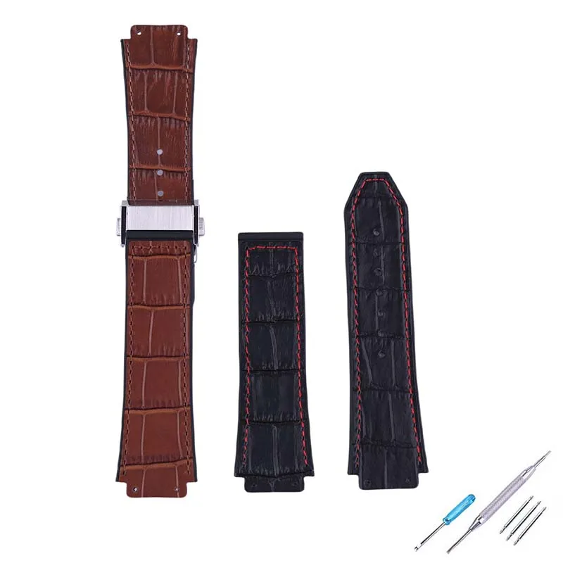 Hublot 빅뱅 고무 19mmx26mmx22mm 접이식 버클 손목 밴드 팔찌 남성 여성과 호환되는 가죽 스트랩 액세서리