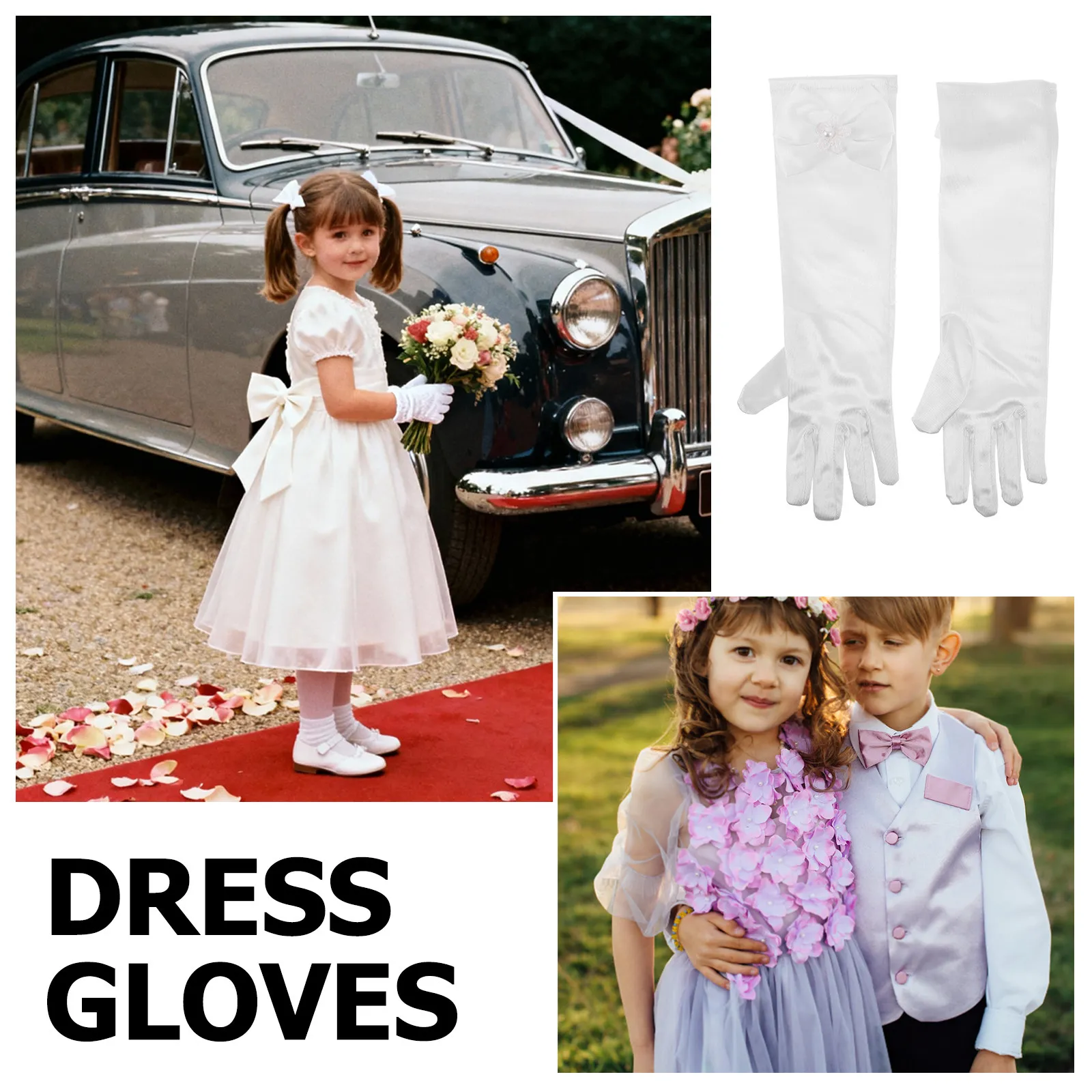 2pcs Children'S Gloves White S - Formal Glove Leather recension och pris