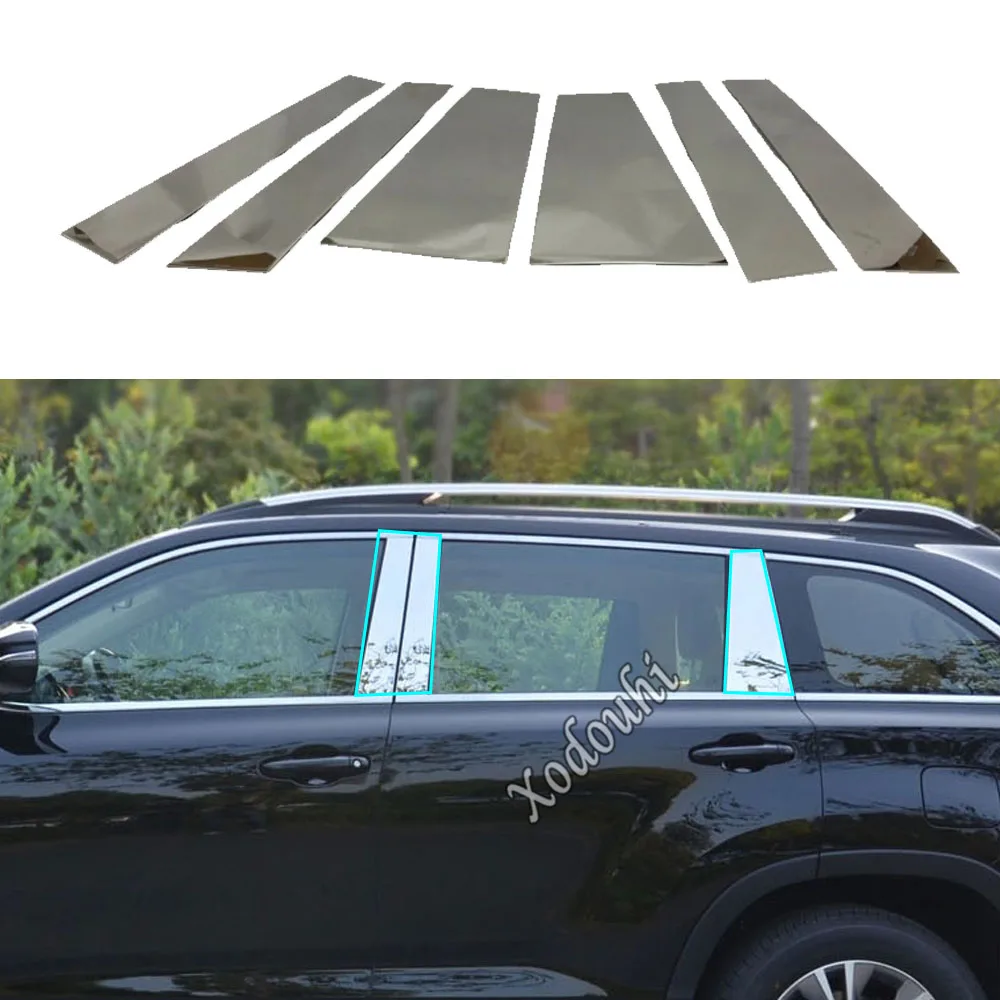 

Car Stick Stainless Steel Glass Window Garnish Pillar Middle Column Trim For Toyota Highlander 2015 2016 2017 2018 2019 2020