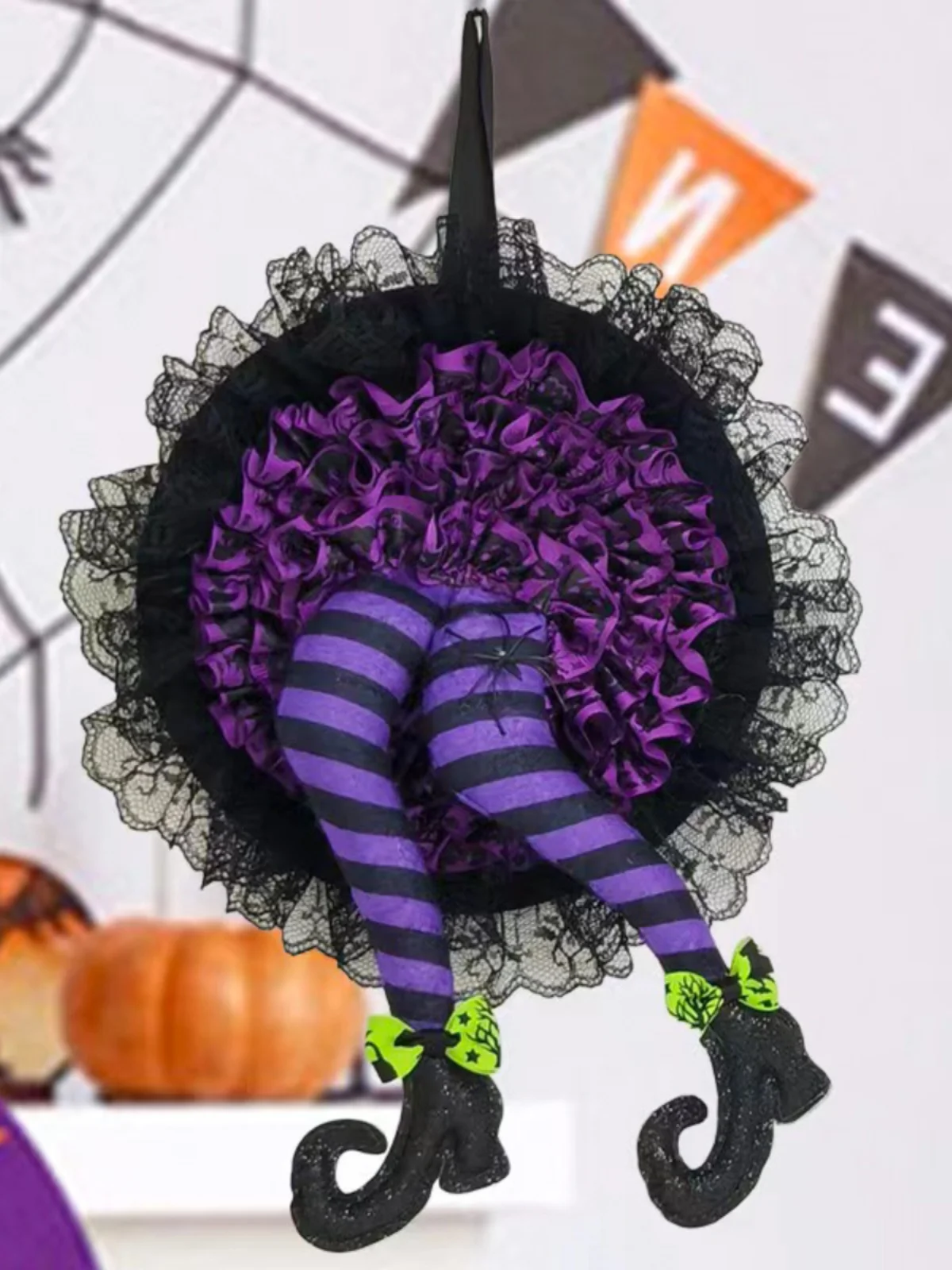 Cross border new Halloween wreath witch leg ornament