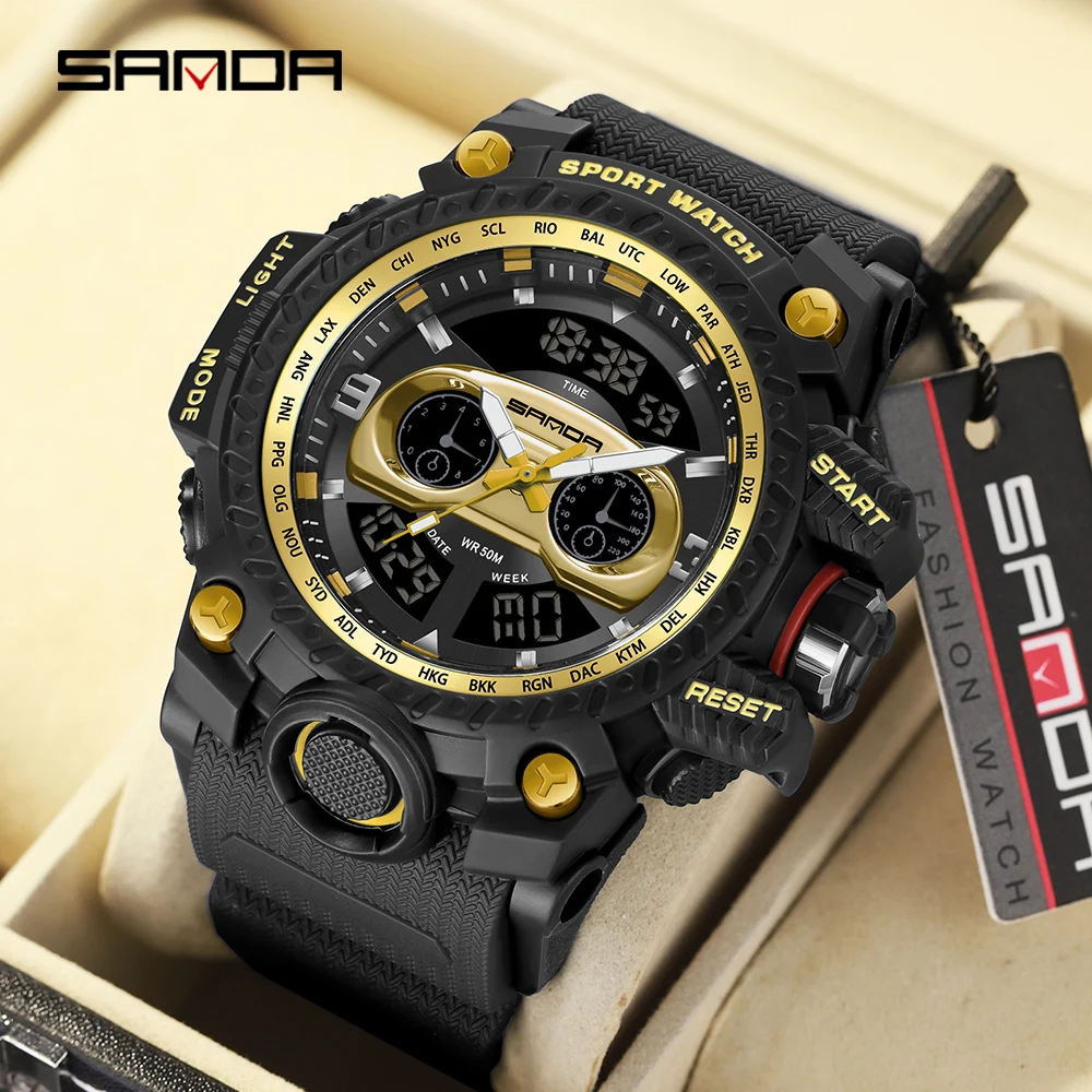 

Sanda 3153 Hot selling New Outdoor Sports Watch Cool Fashion Trend Multi functional Waterproof Electronic Watch