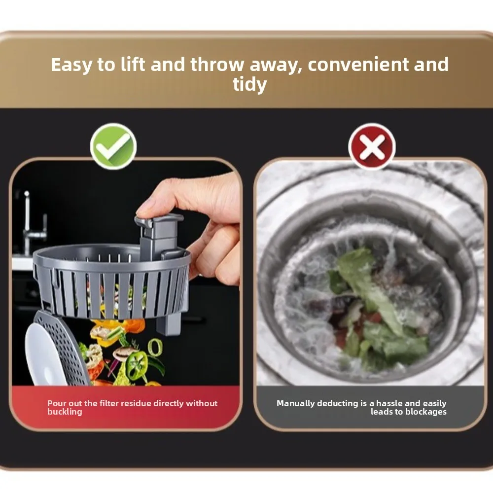 

Stainless Steel Sink Drain Strainer Anti-blocking Easy Install Sewer Drain Filter Hair Clean Up Drain Basket