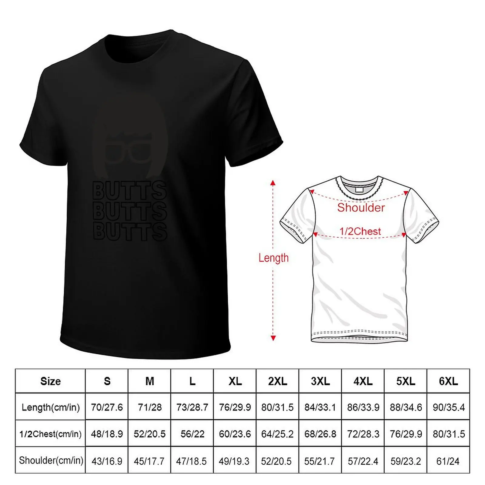 Tina Butts Butts Butts T-Shirt Casual Fashion Short Sleeve Cotton T-Shirt