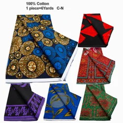 Guaranteed Veritable Ankara Wax Fabric African Pagne Wax Fabric Block Print 100% Cotton Ghana Style Tissu For Women Dress Sewing