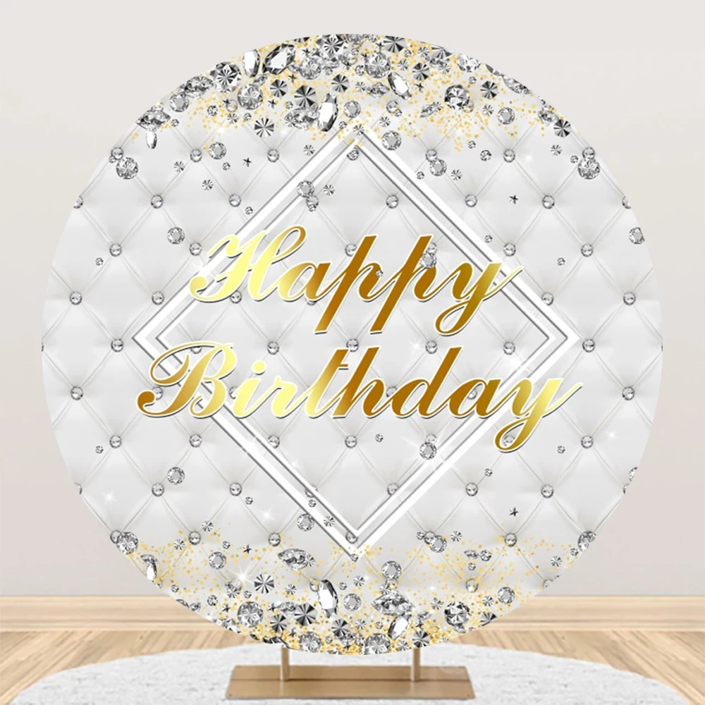 Round Happy Birthday Backdrop Photography Baby Shower Adult Party Decor Photo Photographic Circle Background Photo Studio Prop