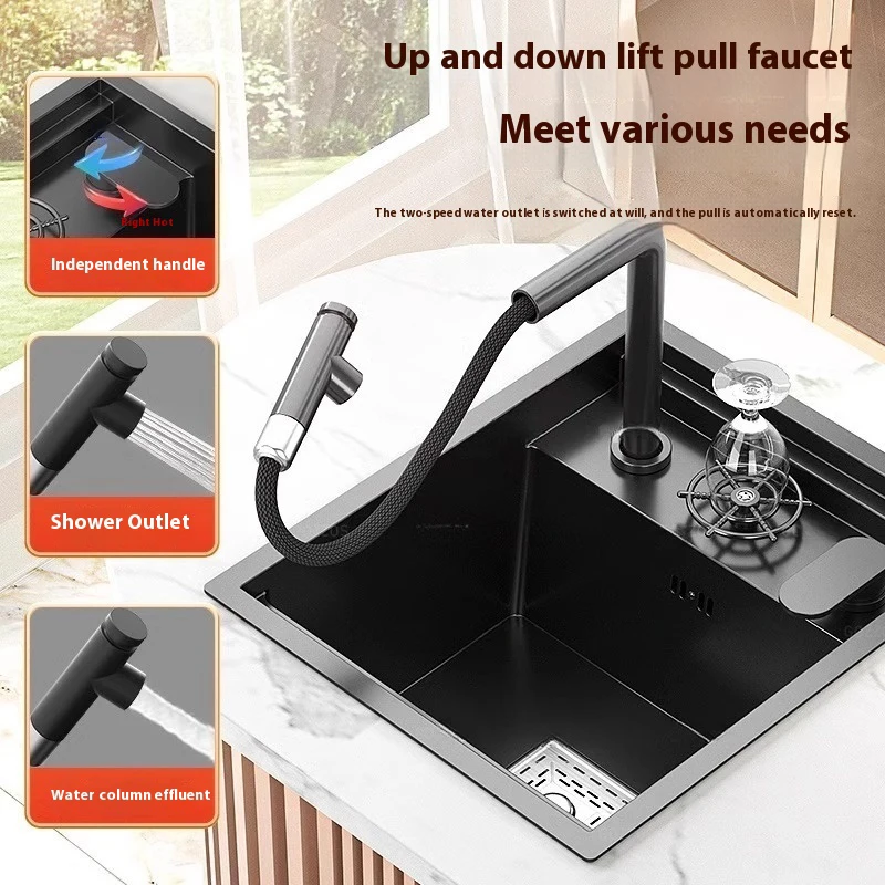 Balcony Bar Apartment Household Wash Dish Basin Save Space With Lid Small Single Slot Stainless Steel Mini Hidden Kitchen Sink