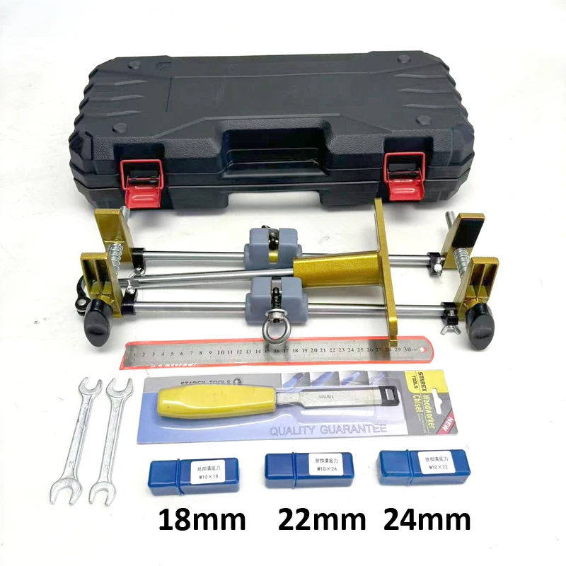 Wooden Door Slotter Set Key Hole Opener for Woodworking Front Side Open Lock Hole Device Quick Release Tools W/5 Pcs Cutter