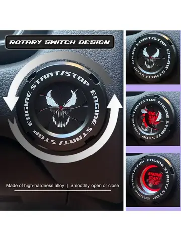 Car Onekey Start Stop Button Cover Car Interior Decor Sticker Engine Ignition Start Switch Protective Cover Motorcycle StartRing
