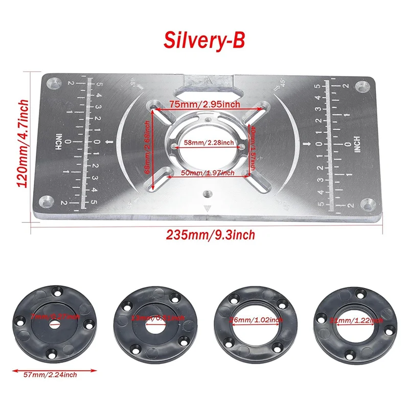 ABLL-Router Table Insert Plate, DIY Router Table Insert Plate For Woodworking Benches,Table Top Insert Mounting Plate Durable