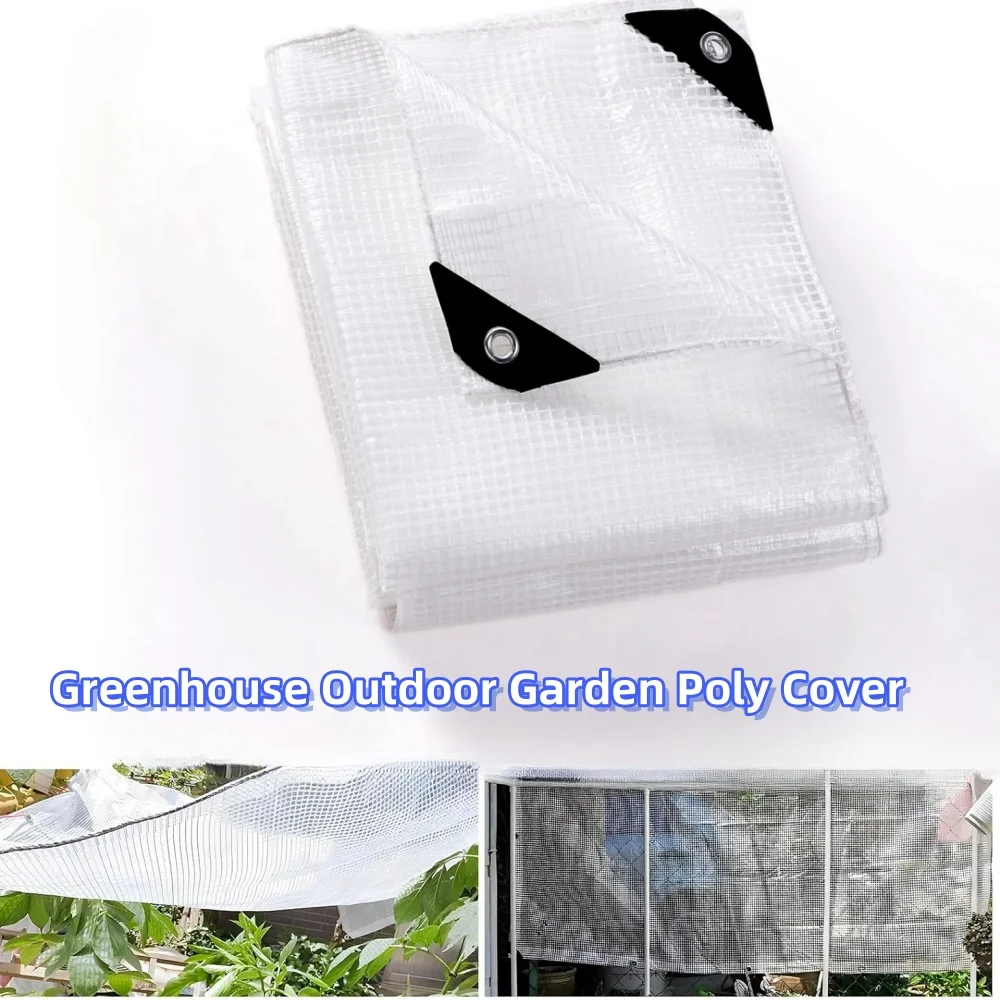 1*2m Clear Greenhouse Tarps Heavy Duty Waterproof Cover With Grommets Outdoor Garden Nursery Farming Poly Shade Sails Supplies