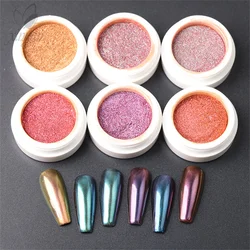 1pc Laser Magic Mirror Nail Powder Aurora Mech Style Powder Nail Salon Special Bright Mirror Flour Nail Combination Set 6colors