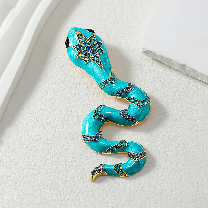 New Arrival Exaggerated Women Men Snake Enamel Pins Brooches Classic Animal Rhinestone Badges Corsage For Women\'s Party Wedding