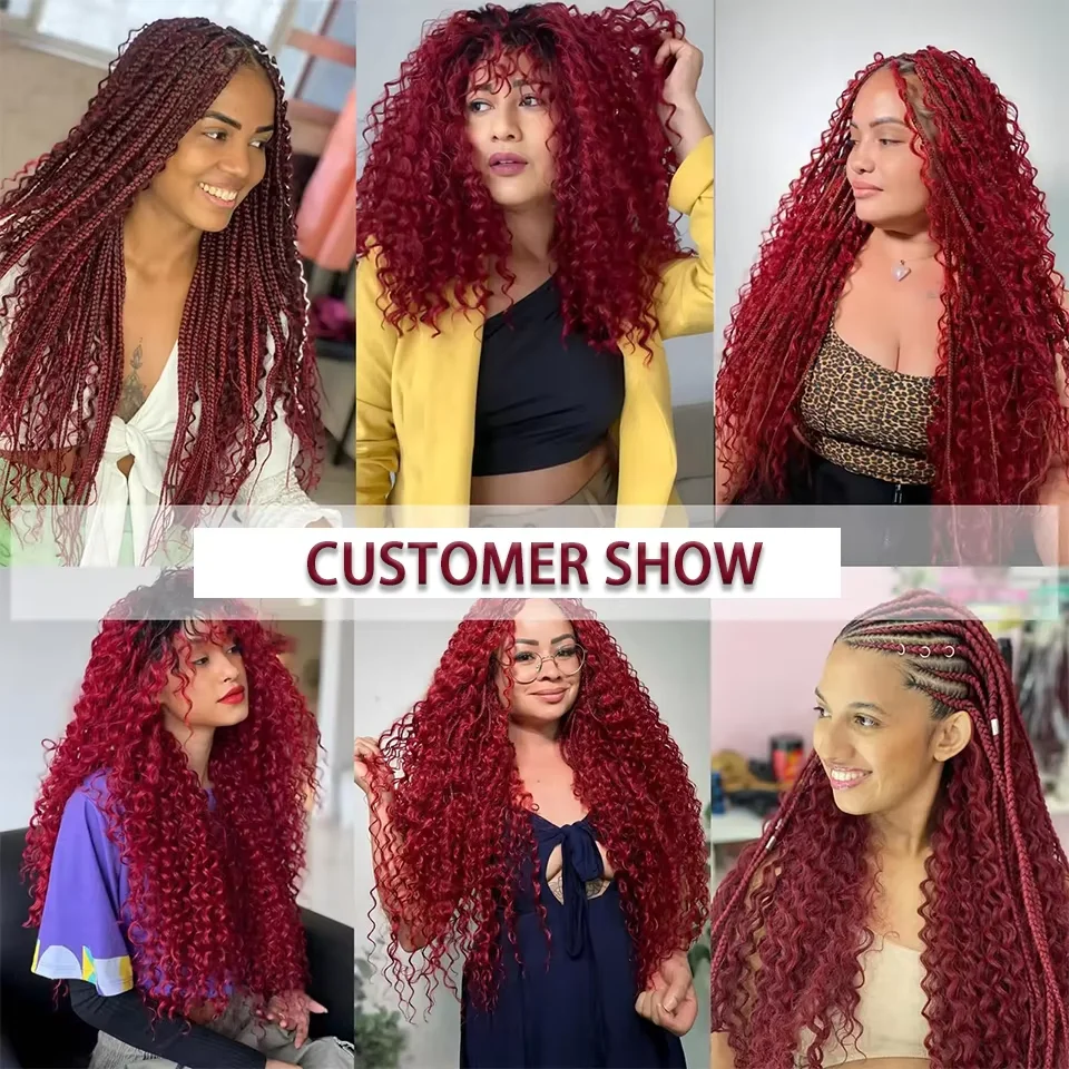 Borgonha onda profunda cabelo em massa para trança 100% cabelo humano brasileiro para boho tranças sem trama 16-26 Polegada feixes de cabelo extensões