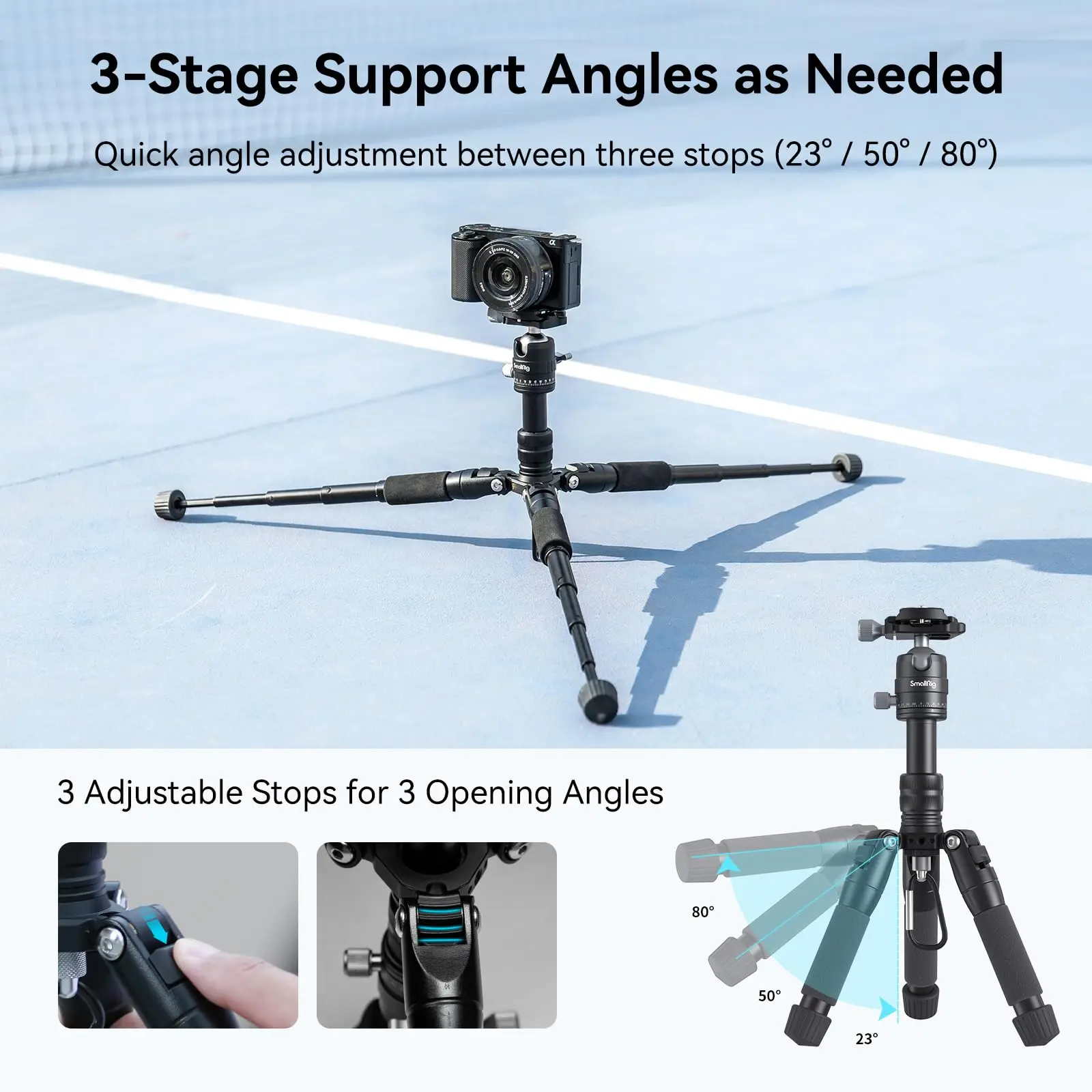 SmallRig Aluminum Mini Tripod VT-20 with 360° Ball Head for DSLR Camera Video Camcorder Load up to 13lb/6kg -4289