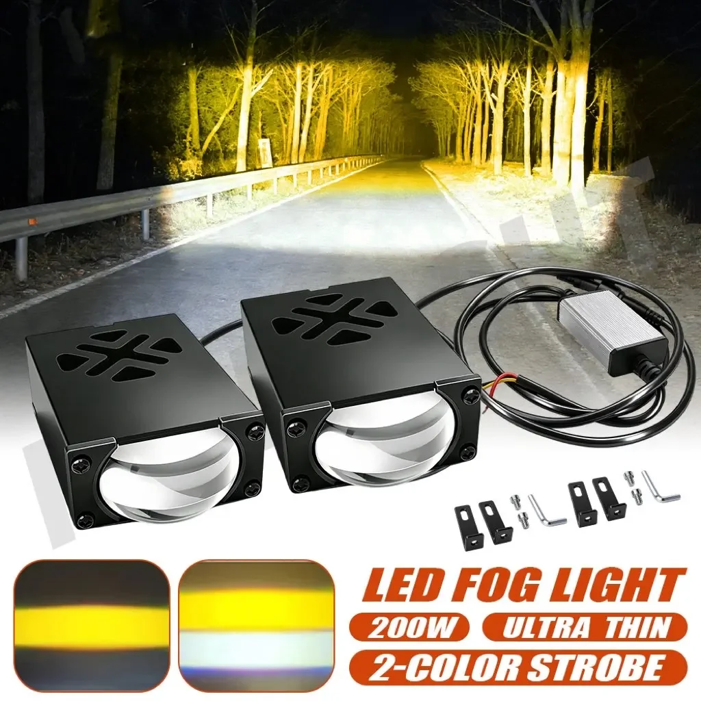 

HAOLIDE 2026 Новые 2 шт. мини-светодиодные рабочие фары с двойным цветом, дальним и ближним светом, стробоскопом для автомобилей, решетки радиатора, внедорожников Wrangler, для использования вне дорог