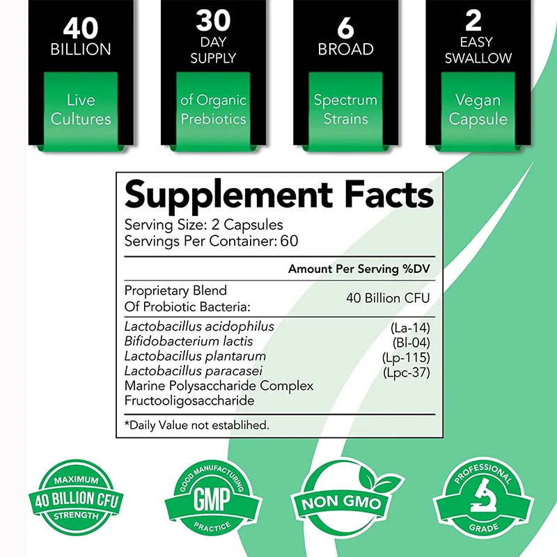 Capsules de probiotiques avancées - Soutient la digestion et la santé intestinale, soulage le gonflage