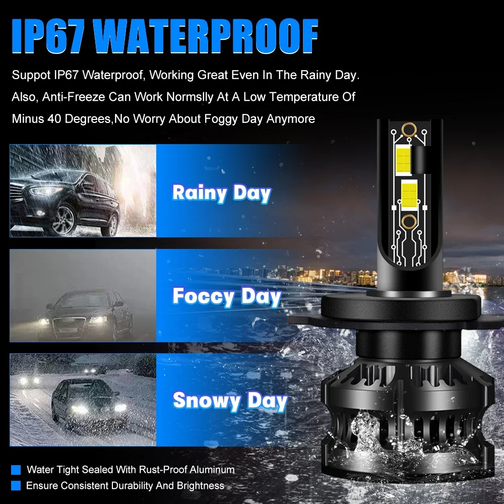 2pcs Z8 60W H4 H7 HB3 HB4 9005 9006 H8 H11 H16(JP) 9007 9004 H13 9008 9012 HIR2 Led Bulbs Car Headlight Auto Headlamp 12V 6000K - Detail 1